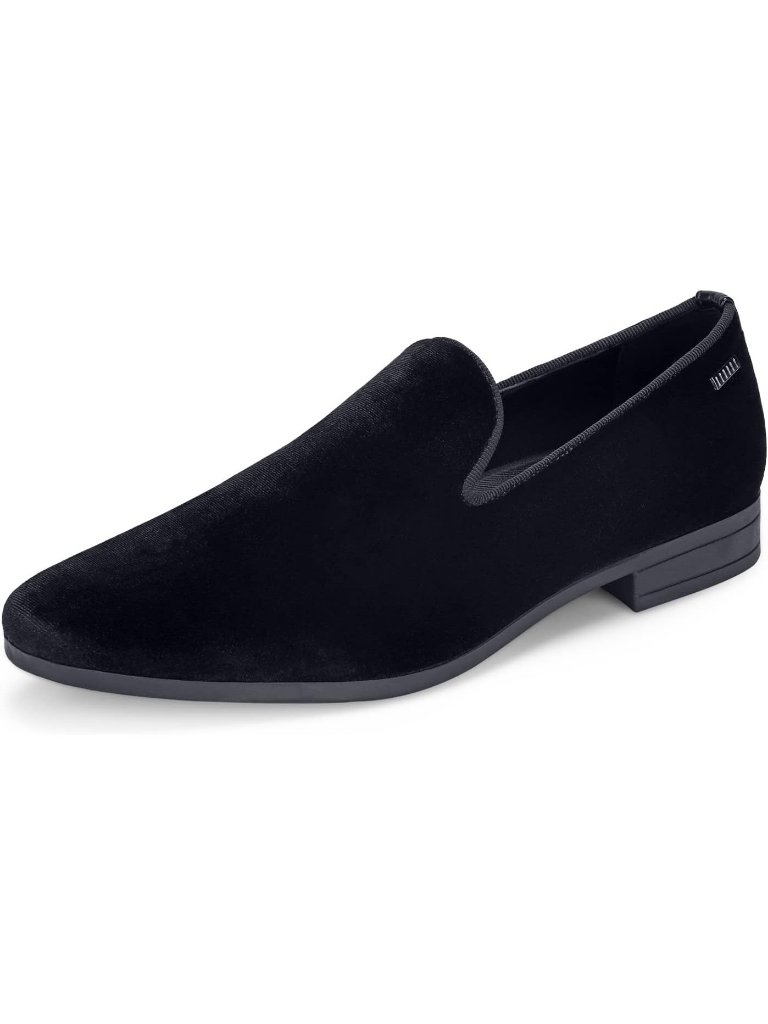 Uubaris Men's Black West Velvet Loafers Slip On Tuxedo Fashion Style Shoes